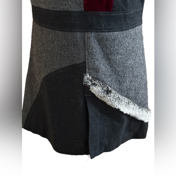 CoVelo Art To Wear Boiled Wool + Fur Mid Length Dark Gray Hoodie Vest Medium - Picture 8 of 12